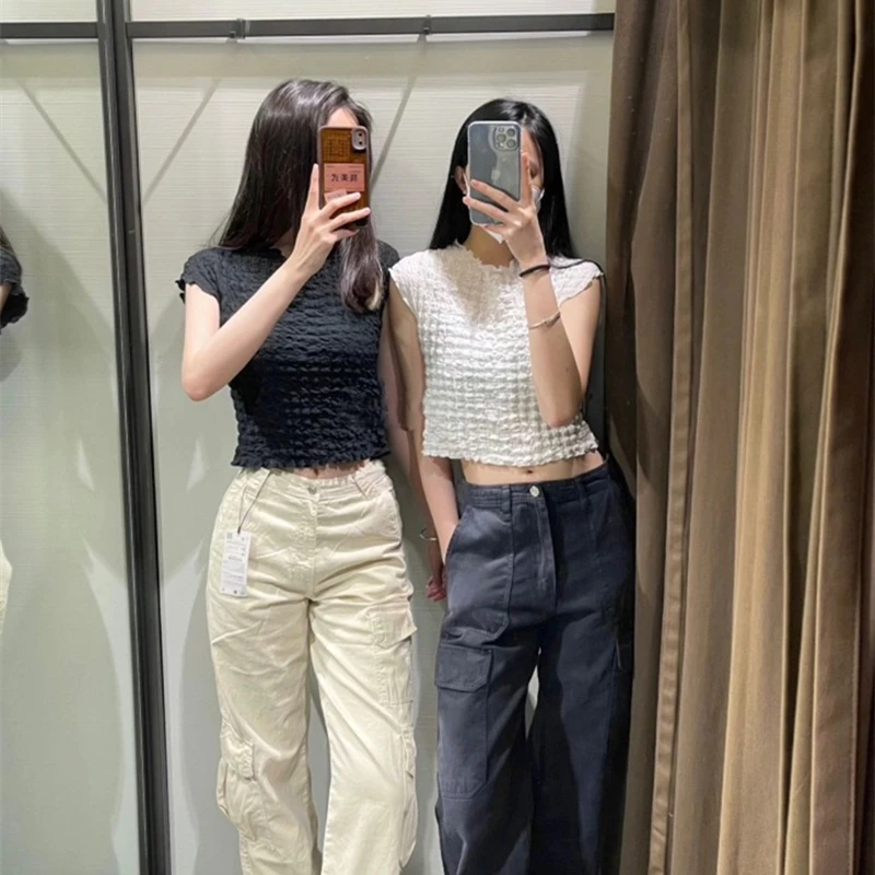 

Bottom Shirt T-shirt Solid Color All-match Slimming Summer New Women's Clothing Stand-up Collar Sleeveless Elastic Top