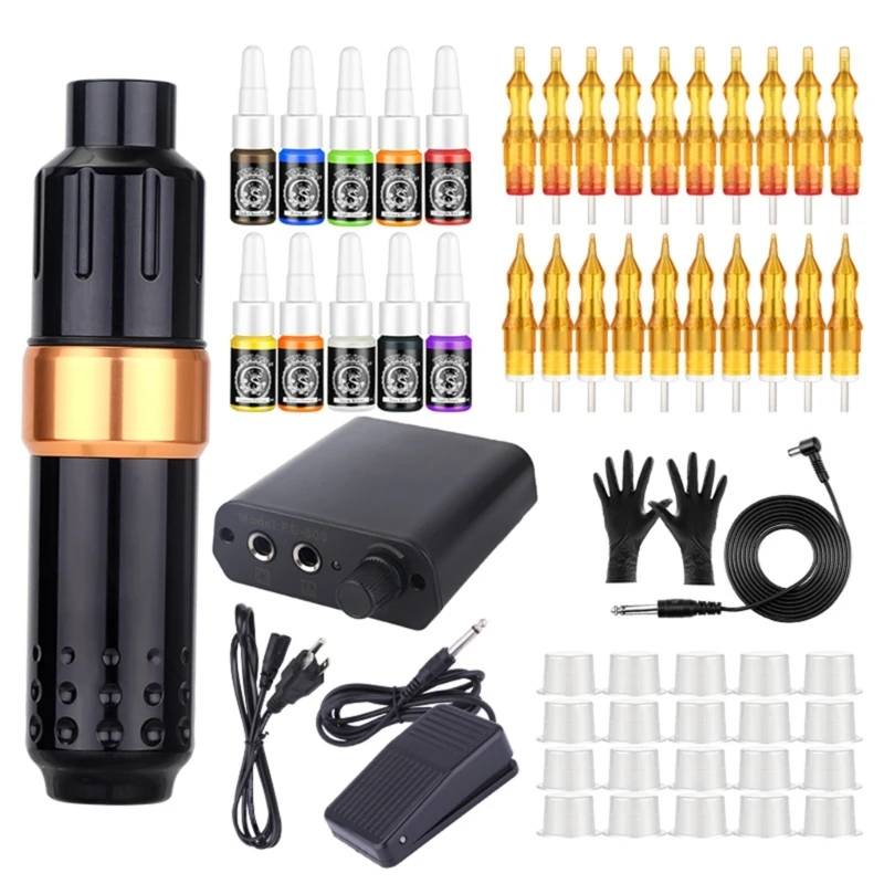 

Complete Rotary Machine Kit with Power Supply Needle Accessories Professional Kit for Tattoos Beginner Artist