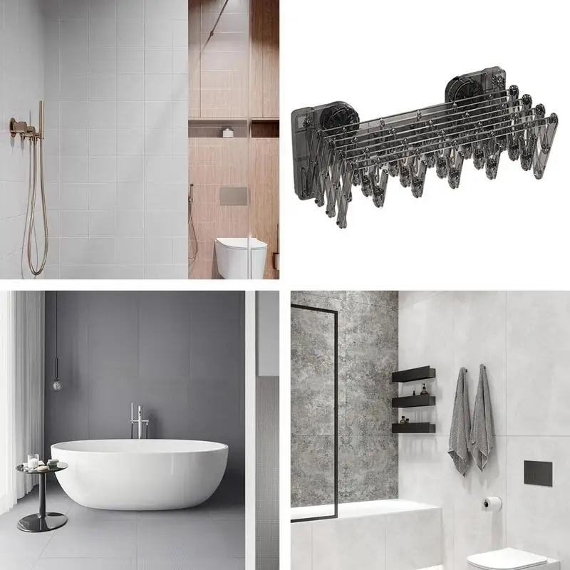 Balcony Suction Cup Drying Rack Socks Folding Drying Rack Household Clothes wall-mounted Multi Clip Socks Artifact