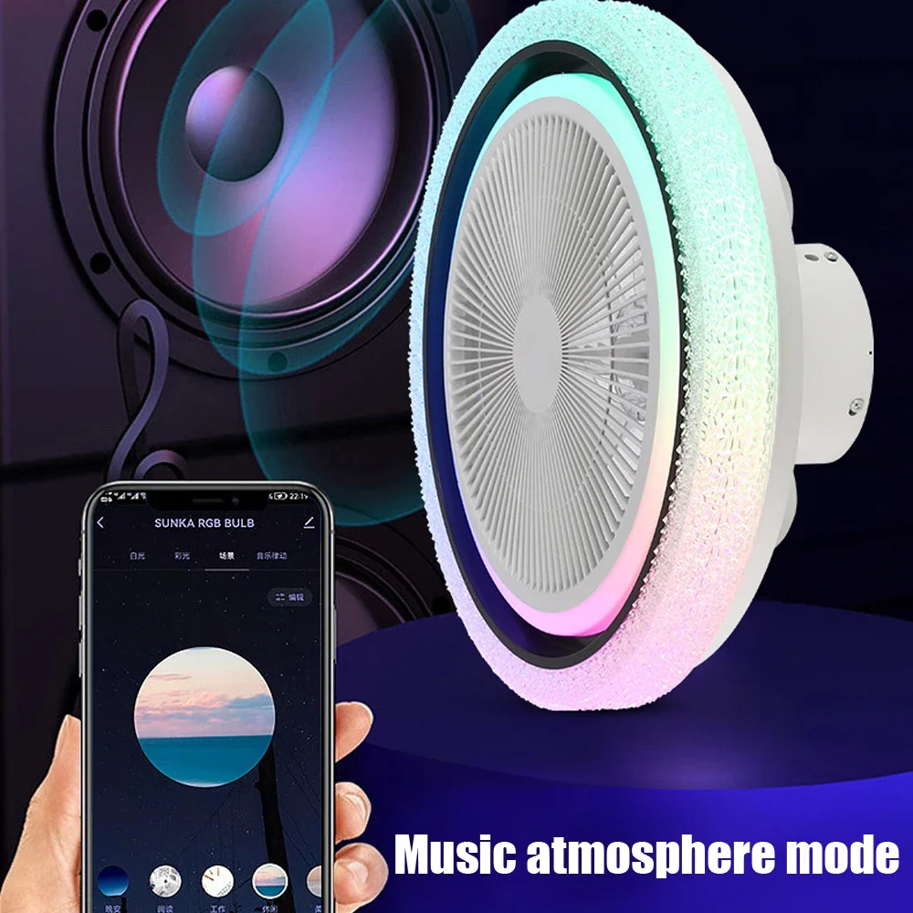 LEDライト付き51cmシーリングファン,Bluetoothスピーカー