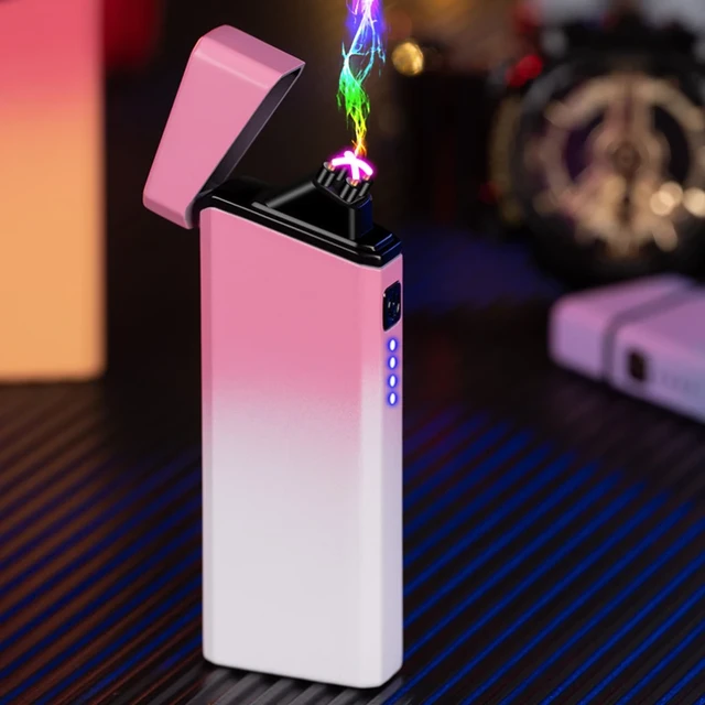 2023 Douyin Popular Portable Gradient Color USB Rechargeable Double Arc  Lighter Cigarette Accessories Men and Women Gift Gadgets - AliExpress