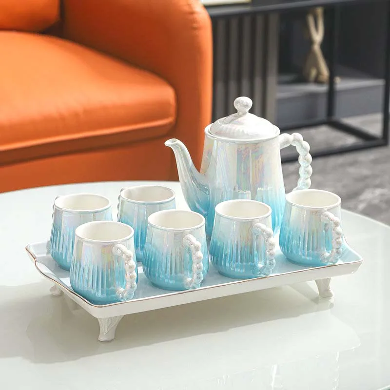 

European Pot Tea Set Ceremony Coffeeware Matcha Afternoon Tea Set Living Room Saucers Lazy Dining Service Tazas De Te Teaware