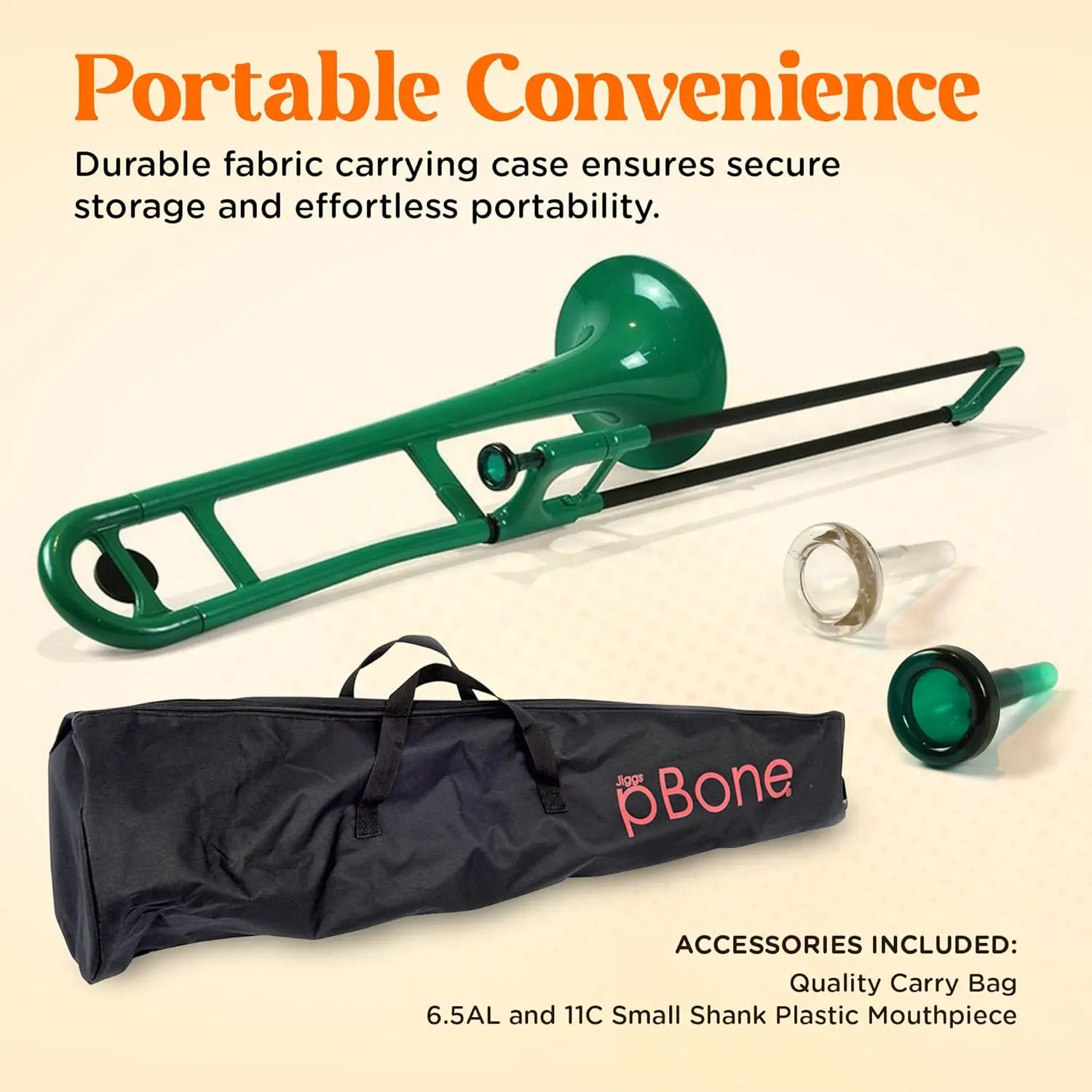 Plastic pBone Trombone-Mouthpieces and Carrying Bag-Bb Authentic Sound for Student & Beginner Durable ABS Cons