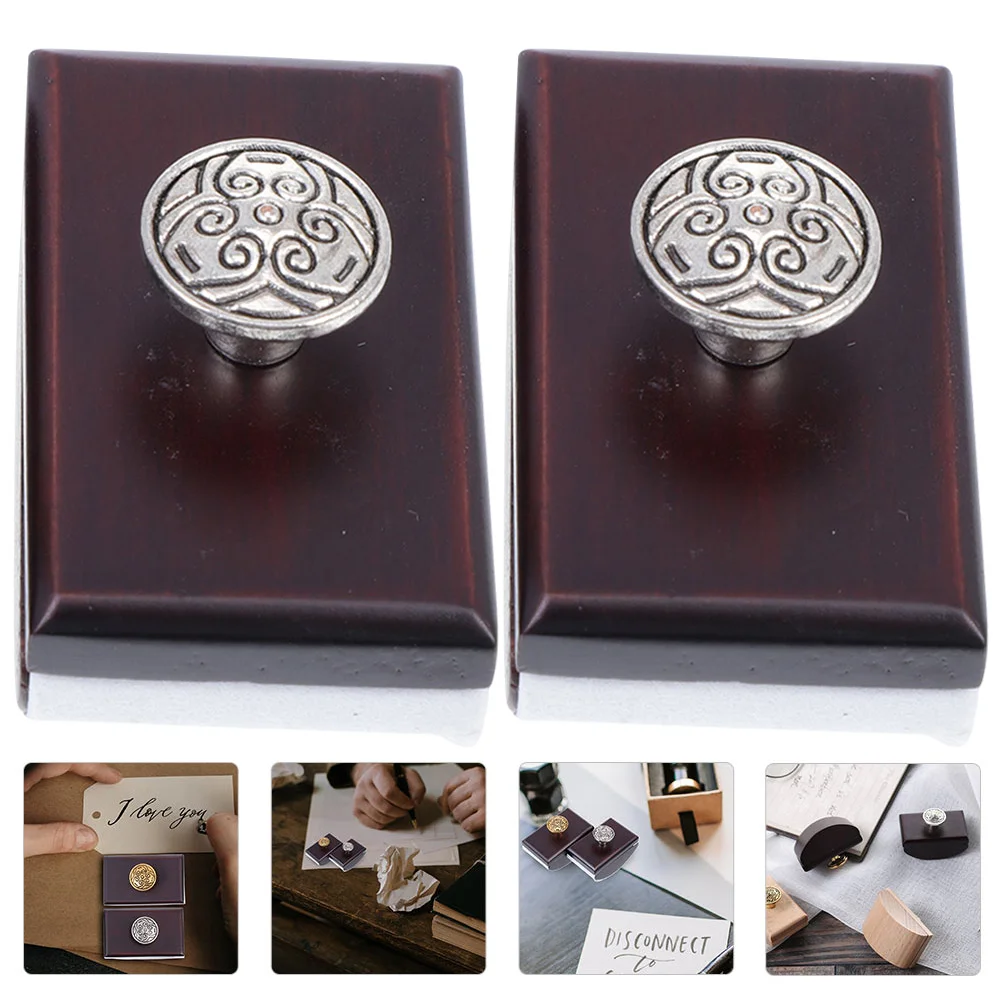 

2Pcs School Rocker Blotter Wood Ink Blotter Ink Quick Drying Tool Ink Absorption Stamp