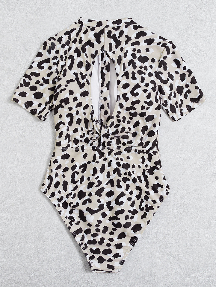 2025 bikini spotted swimsuit one-piece backless sexy youth