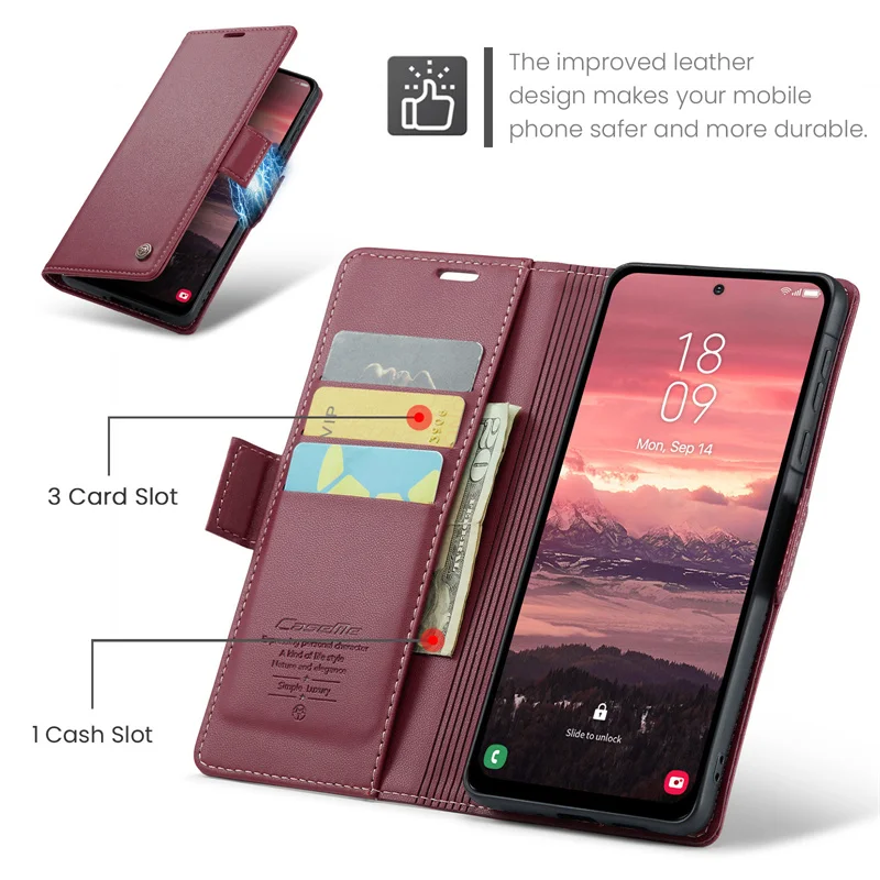 CaseMe Leather Flip Wallet Phone Case with Card Holder