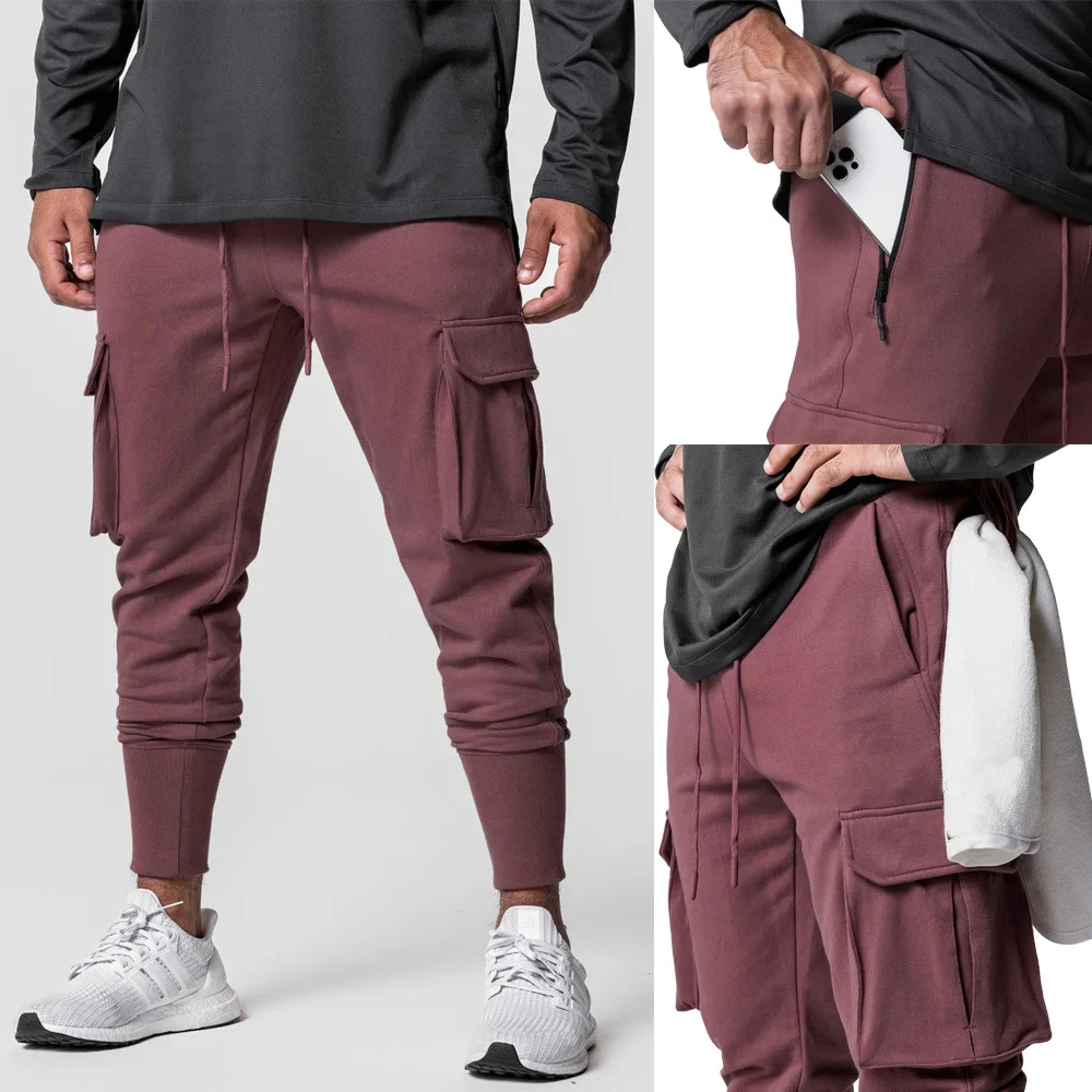 

Europe and the United States new sports casual pants men slim basketball sweatpants outdoor running multi-pocket cargo pants