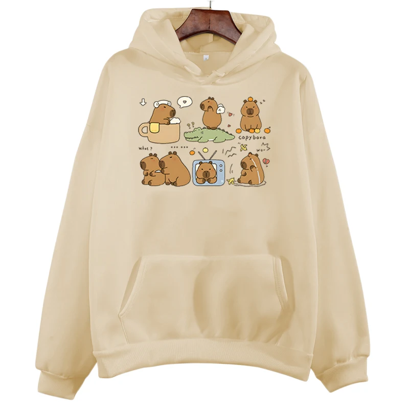 Sweatshirt Jacket Zip Up Hoodie Fleece Hoodies Print Hoodies Funny Capybara Cartoon Anime Women Long Sleeve