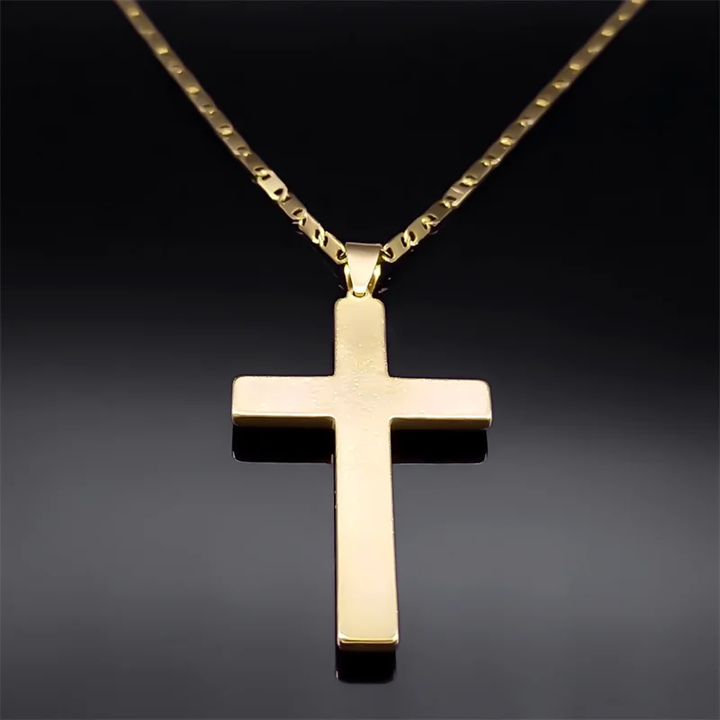 Collana Oro Placcato 14K Hip Hop Collana Con Ciondolo Ancora E Croce Di Gesù - Placcata Oro 14K, Catena A Corda 4mm, Lunghezza 24" Collana Crocifisso - 10