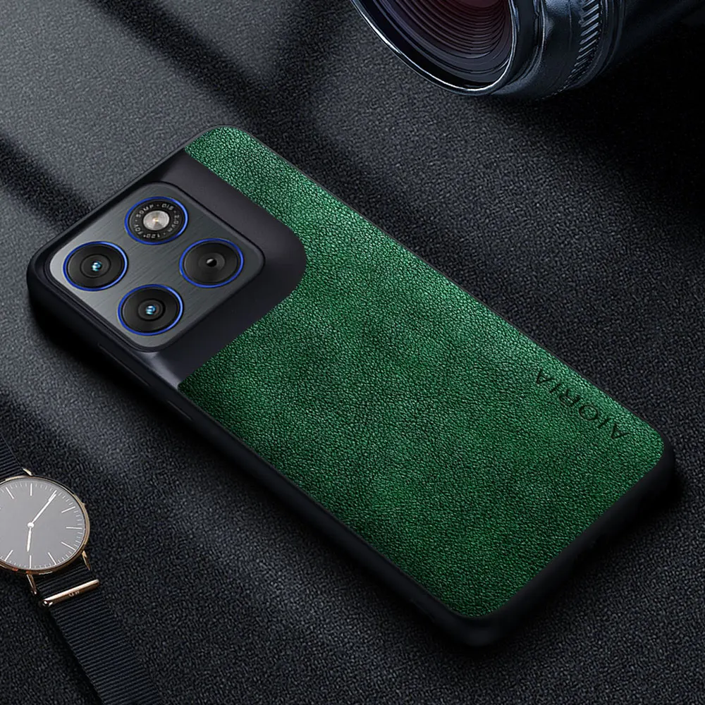Premium Luxury Leather Phone Case - Retro Business Style Solid Color Cover
