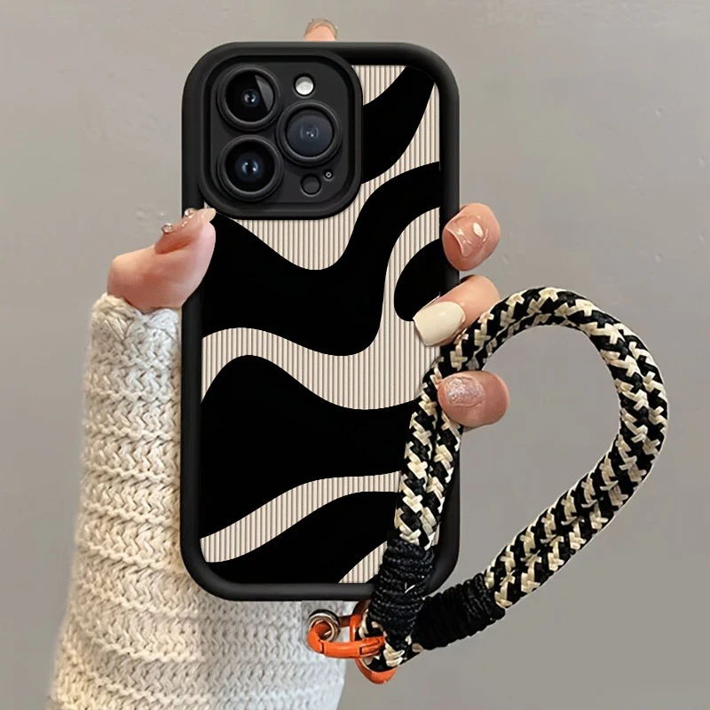 Zebra Stripe Silicone Phone Case with Hang Strap - Soft Cover