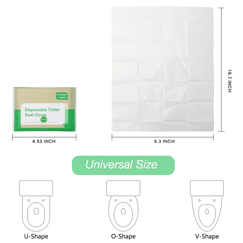 50 Pcs Toilet Seat Covers Disposable Flushable Paper for Travel Friendly Packing for Kids Potty Training and Adult