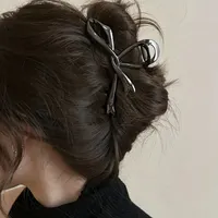 1 Multi-color Irregular Bow Large Grab Clip WOMEN'S Back Hair Clip Simple Design Advanced Sense Shark Clip Suitable for Daily US - Image 2