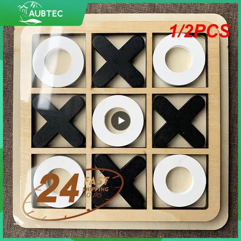 1/2PCS Wooden Tic TAC Toe Board Game Leisure Intelligent Family Games Funny Table Game Parent-Child Xoxo Chess Ox Chess