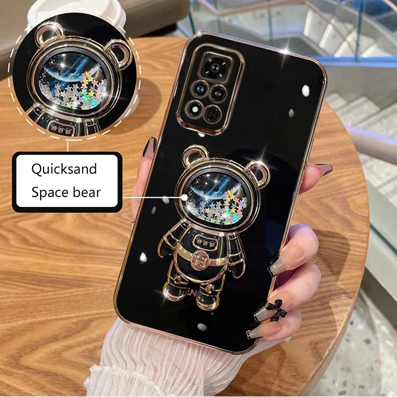 Astronaut Space Bear Bracket Plated Phone Case Cover