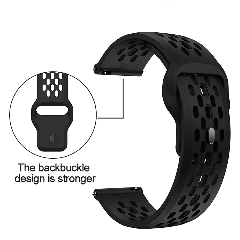 18mm 20mm 22mm hole Silicone Band for Samsung Galaxy Watch 6 5 4 for Huawei GT4 3 GT2 pro bracelet for Garmin Vivoactive 4 strap
