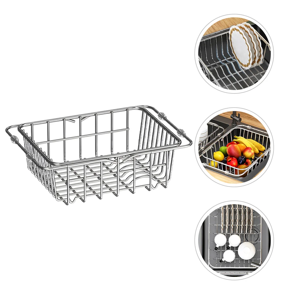 

Dish Drainer Kitchen Draining Rack Expandable Drying Countertop Utensil Holder Storage Sink Convenient Cutlery
