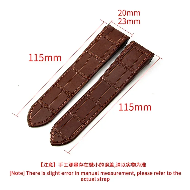 Waterproof Steel Buckle Leather Watch Strap - Black/Brown Cowhide, 24.5mm