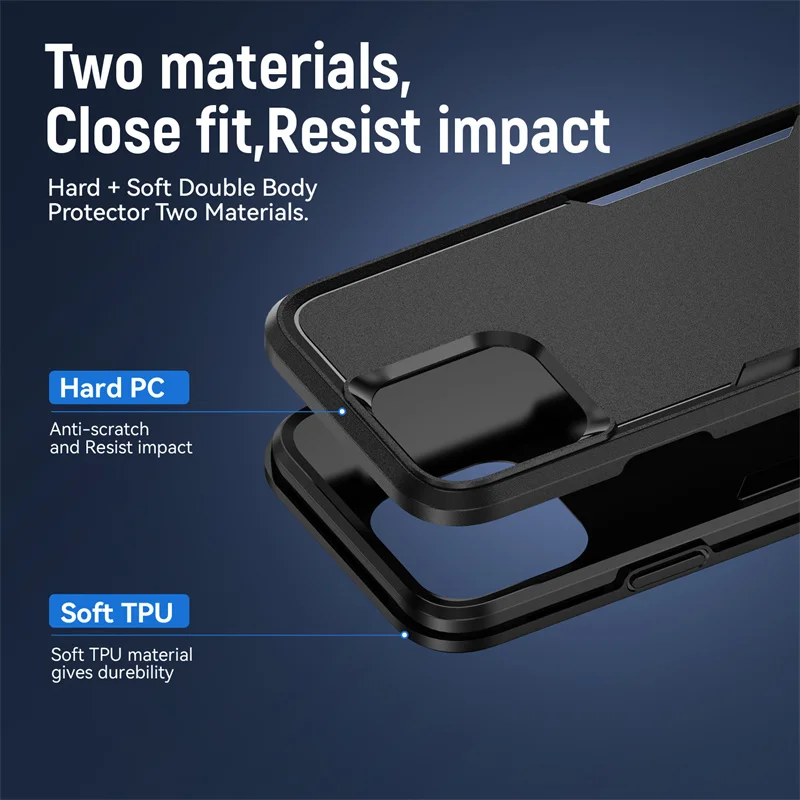 Heavy Duty Shockproof Armor Protective Case with Hard PC+TPU Back Cover