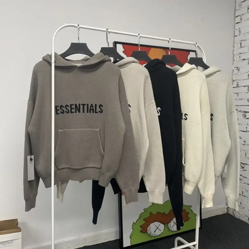 Essentials Knitted Pullover Kanye West Hooded Men's and Women's Sweater Trend Streetwear Oversized Casual Knit Hoodies | Мужская