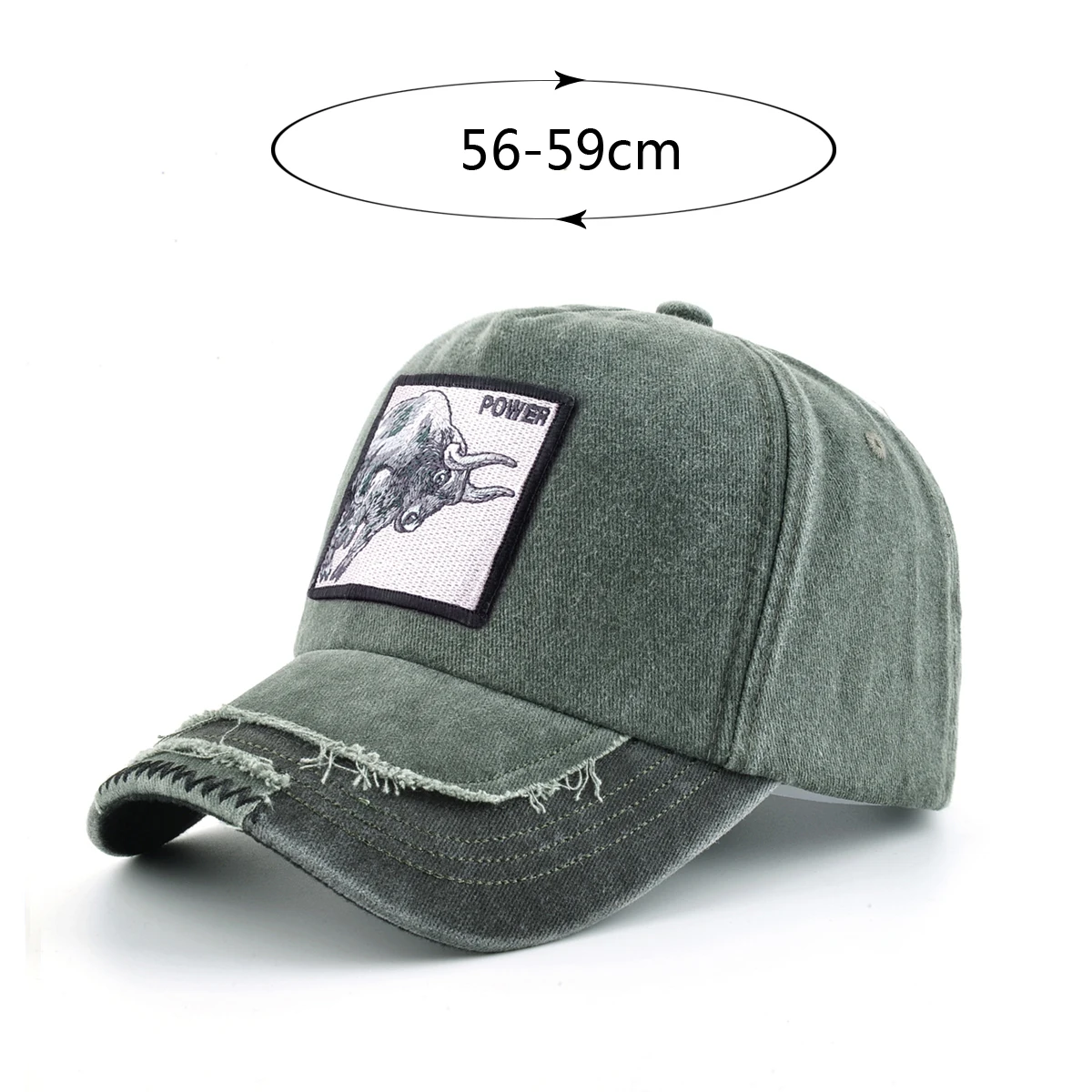 Vintage Denim Baseball Cap mit Stickerei Bull Patch Männer Snapback Hip Hop Papa Hüte Frauen vier Jahreszeiten verstellbare Schirmmütze – Detail 1