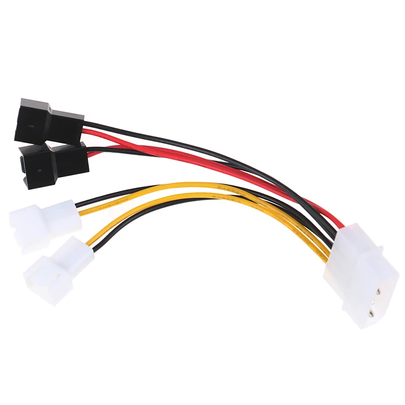 1pc 4-Pin Molex to 3-Pin fan adapter connector 12v*2/ 5v*2 computer cooling fan cables for CPU PC case cable power cable adapter converter cable