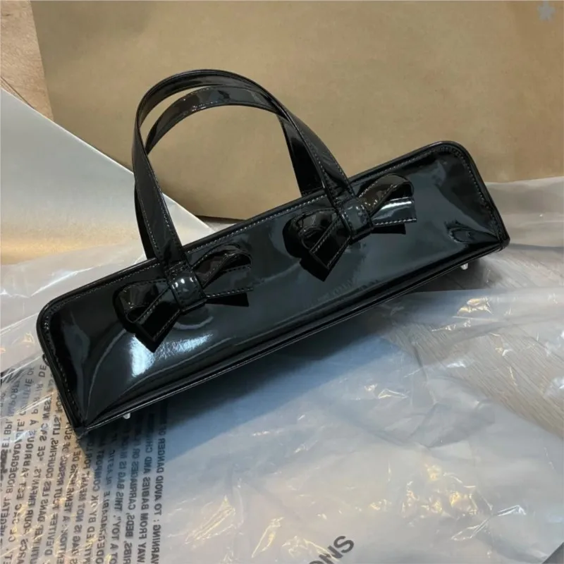 JIAERDI Retro Bow Red Y2k Hand Bag Purse Women Hot Girls Leather Zipper Shoulder Bags Ladies Fairy Core Aesthetic Underarm Bag