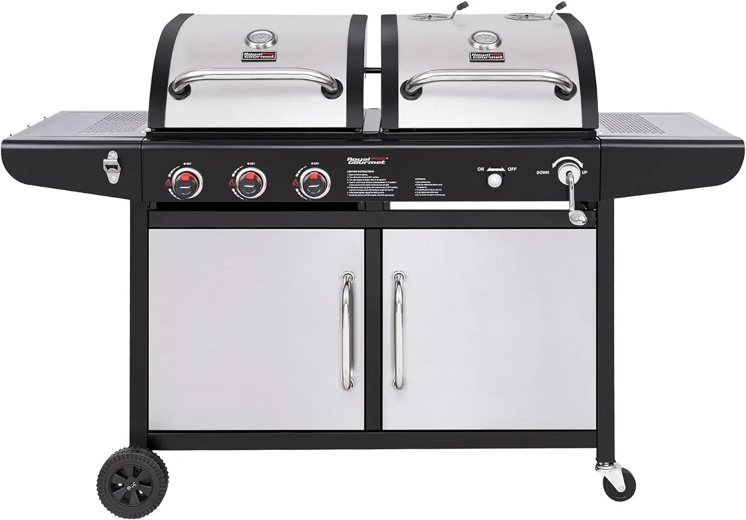 

New ZH3002SN 3-Burner 25,500-BTU Dual Fuel Cabinet Gas and Charcoal Grill Combo | USA | NEW