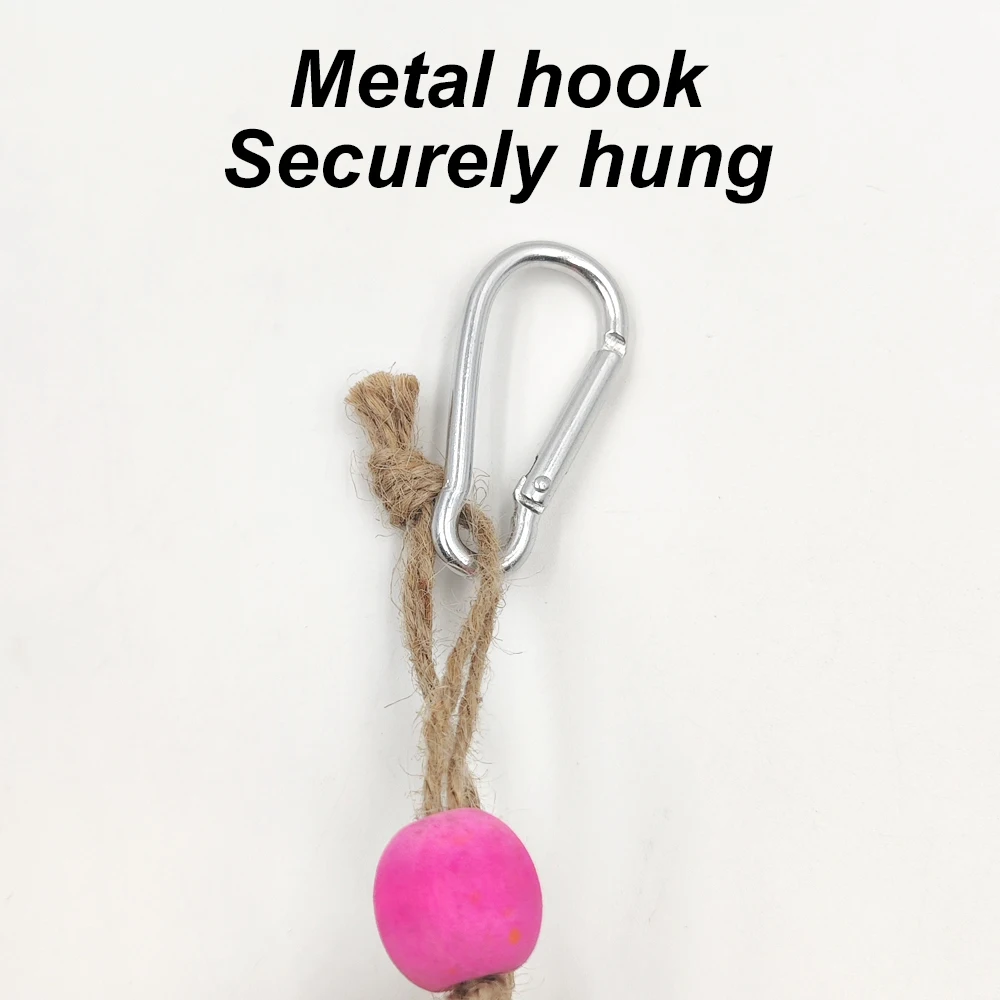 Random Color Rattan Parrot Swing Chew Toy with Wood Ball Interactive Hanging Bite Toys for Pet Birds Parrots Cage Decor Supplies