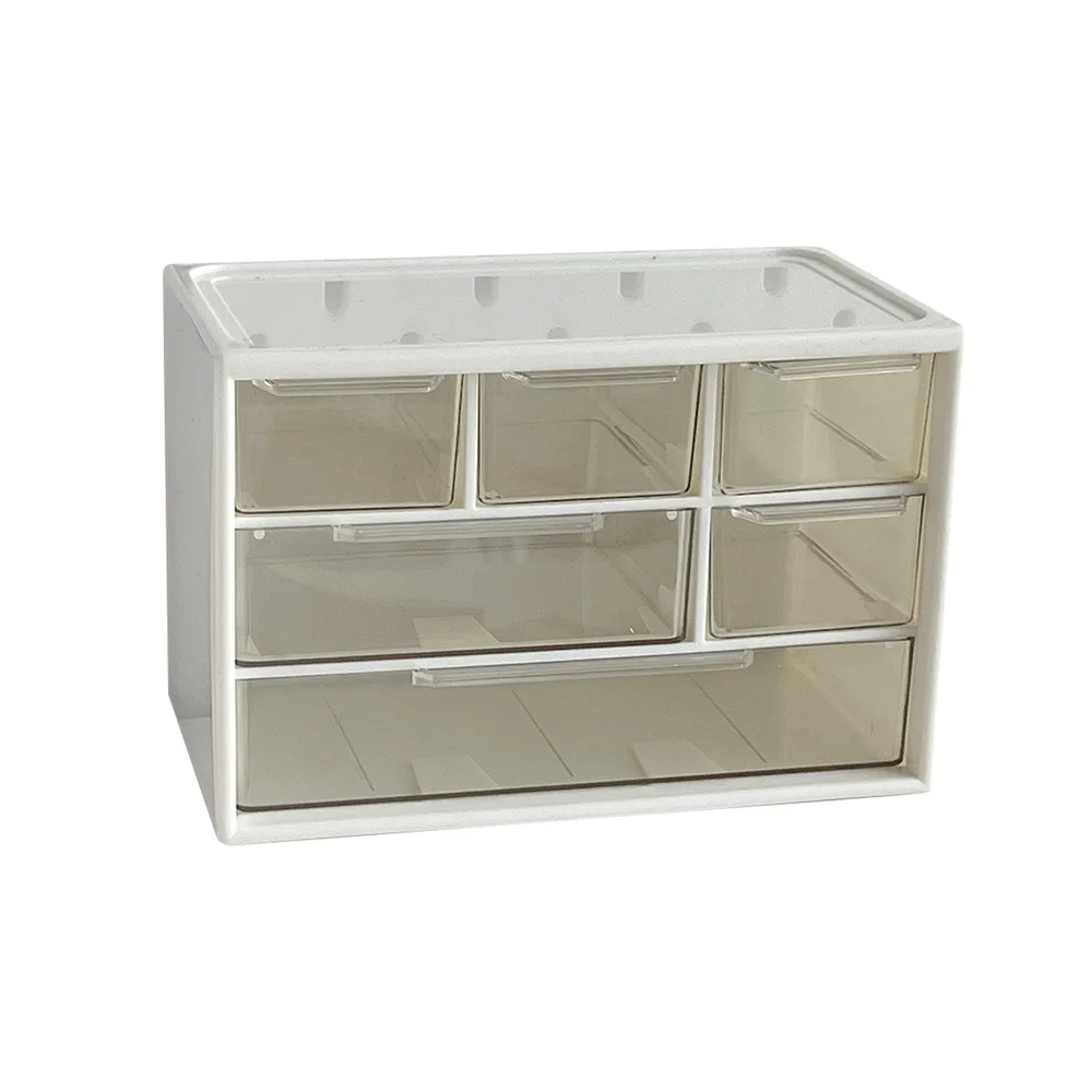 6 Grids Desktop Makeup Storage Box Drawer Type Large Capacity Desk Sundries Organizer Student Supplies Plastic Storage Boxes desktop storage box,stationery organizer,stationery storage box