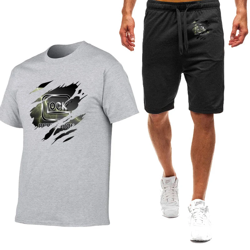 2023 Fashion Summer New Glock Perfect Shooting Printing Round Neck Short Sleeve+Casual Sweaters Nine-color suit