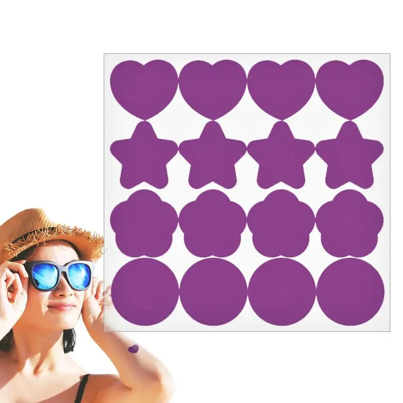 16pcs UV Stickers For Sunscreen, UV Detecting Patches Sunscreen Protector Facial Sun Block Patch Dots Sun Stickers