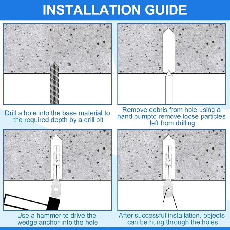100Pcs Wedge Concrete Anchor 1/4 X 2 Inch Expansion Acoustical Ceiling For Ceiling Joists Hanging Hammocks Swing Chairs