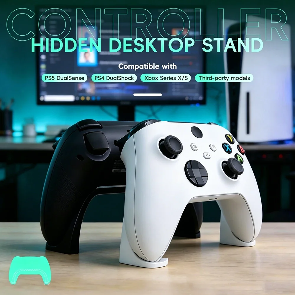 데이터 프로그 유니버설 컨트롤러 홀더 (PS5, Xbox One, PS4 호환), 미니멀리스트 게임패드 스탠드 (책상용), 데스크탑 컨트롤러 디스플레이 독