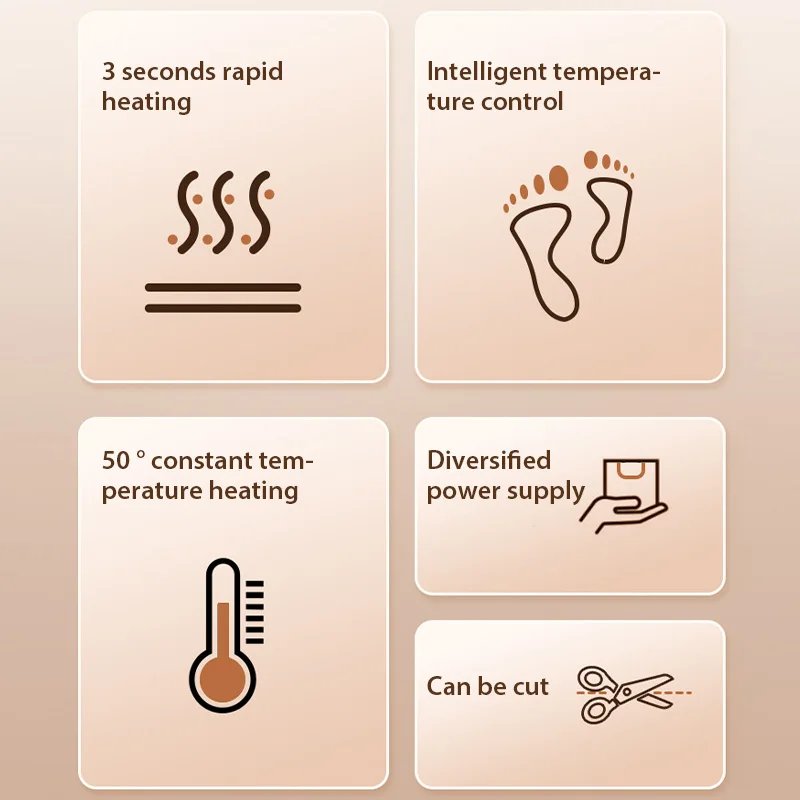 Winter 5V Electric Heating Insoles USB-Powered Foot Warmer for Autumn and Winter Full-Foot Heating Insoles Sock Mat Cuttable
