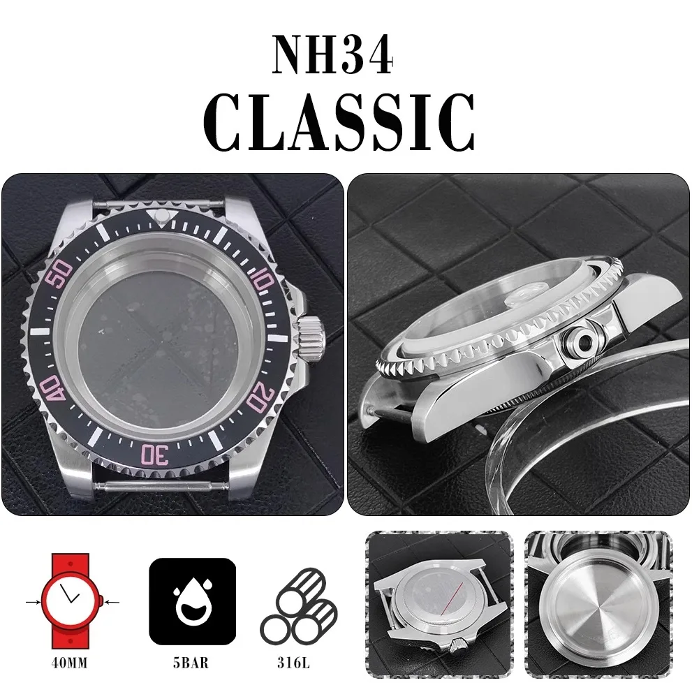 

Modified watch accessories: stainless steel, water ghost, transparent bottom case, ring mouth, sapphire flat glass, suitable for