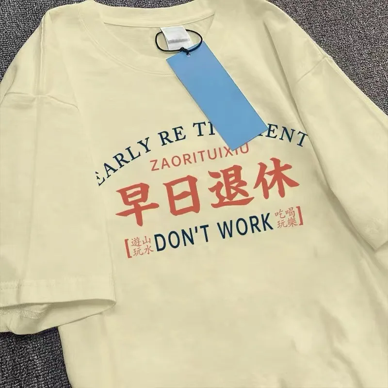 

Женские футболки в японском стиле, топы из чистого хлопка с коротким рукавом и круглым вырезом, свободные стильные футболки для женщин