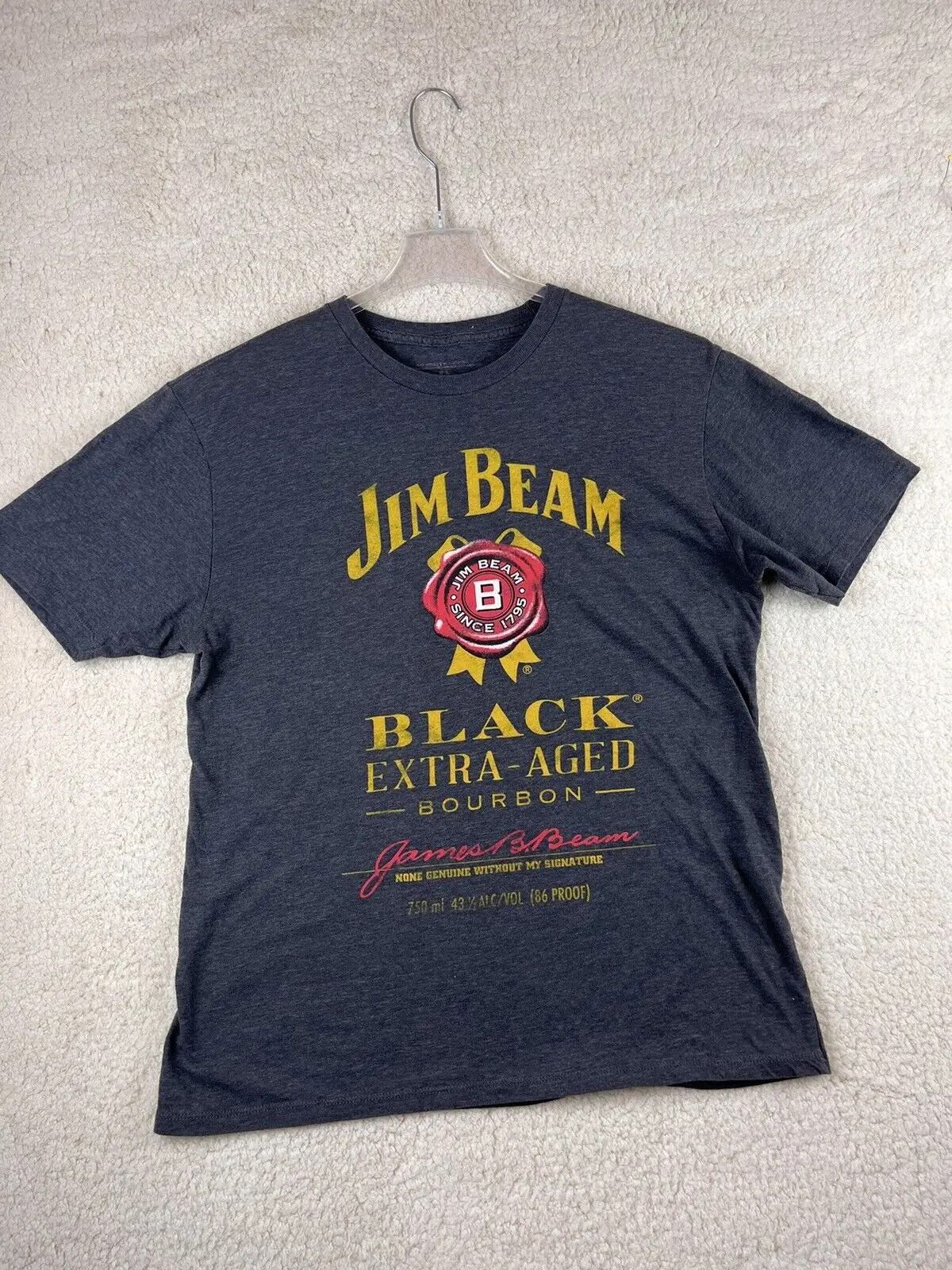 Jim Bean Black T-Shirt Bourbon Extra Invecchiata Grafica In Cotone Grigio Da Uomo Large