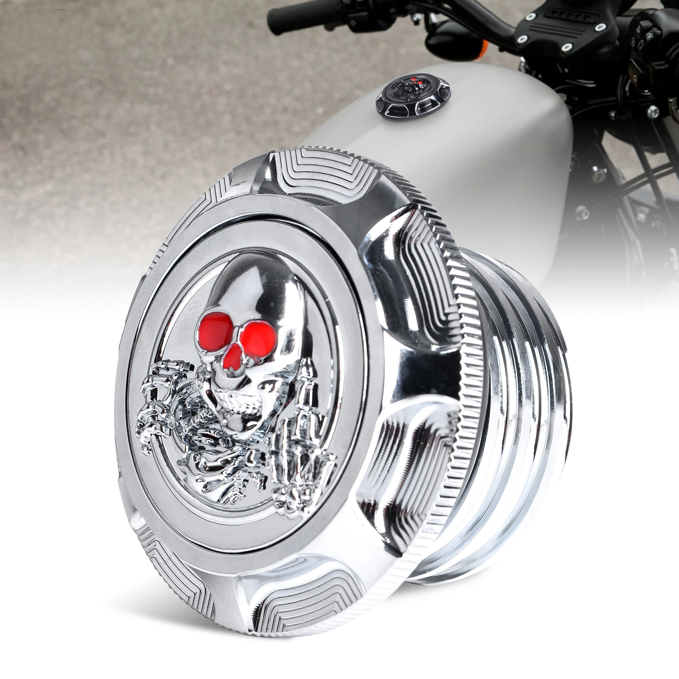 

3D Motorcycle Tank Cover CNC Aluminum Fuel Gas Decorative Oil Cap for Harley Sportster XL 1200 883 X48 Dyna Touring Road King