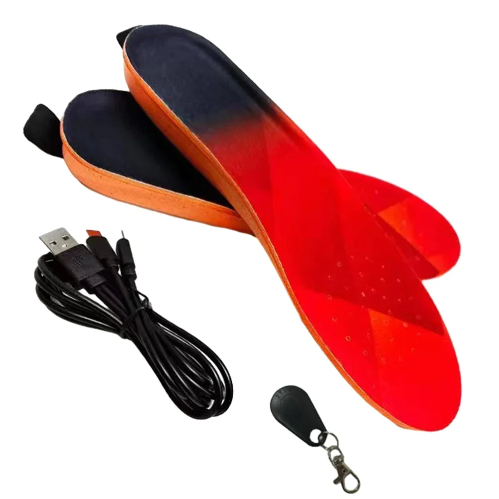Men Women Electric Heated Insoles Up To 8 Hours USB Rechargeable Heated Inner Soles 3 Heat Levels Insoles Remote Control