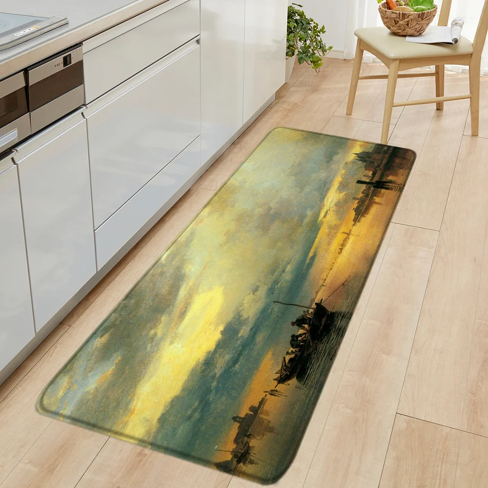 

Vintage Oil Painting Kitchen Mat Room Rugs Entrance Door Doormat Non Slip Carpet Carpets for Home Super Absorbent Bathroom Rug