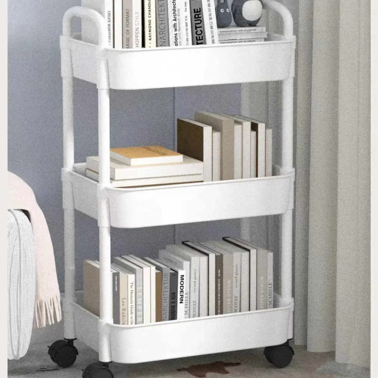 Household Multi-layer Small Cart Storage Rack Floor To Floor Kitchen Bedroom Bathroom Storage Rack With Wheels