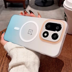 Ultra Thin Gradient Color Frosted Magnetic Wireless Charging Case - Hard PC Cover - OnePlus Ace 6T (RC Blue)