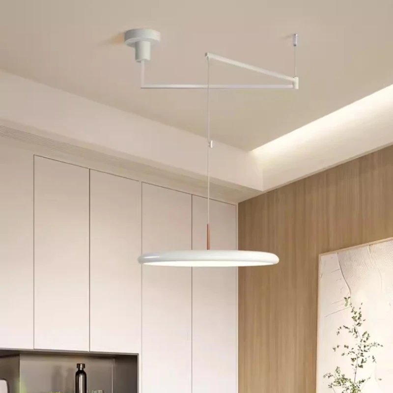 White Green Folding Retractable Chandeliers LED Adjustable Rotating Rocker Arm Dining Table Chandelier Dining Room Lighting