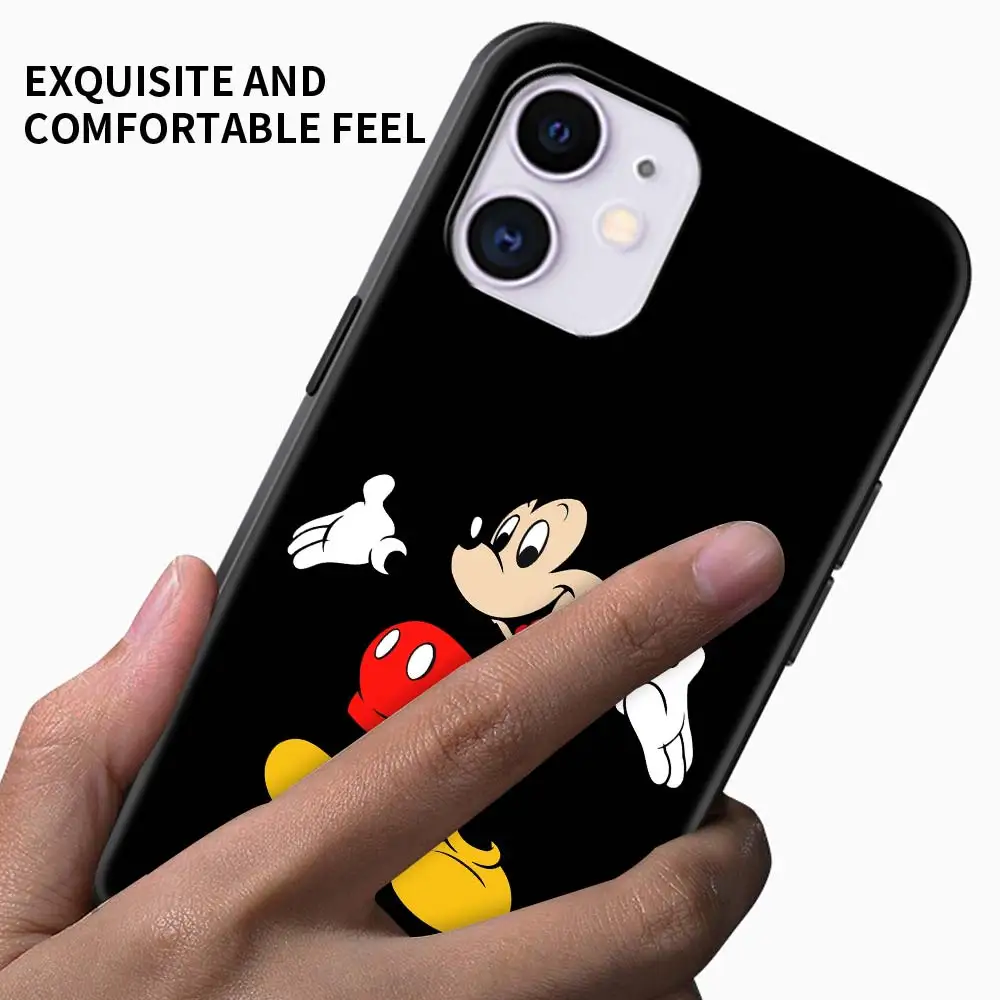 Cute Mickey Mouse Cartoon Case For Apple iPhone 13 11 12 Pro 7 XR X XS Max 8 6 6S Plus 5 5S SE 2022 13Pro Black Soft Phone Cover iphone 13 pro phone case