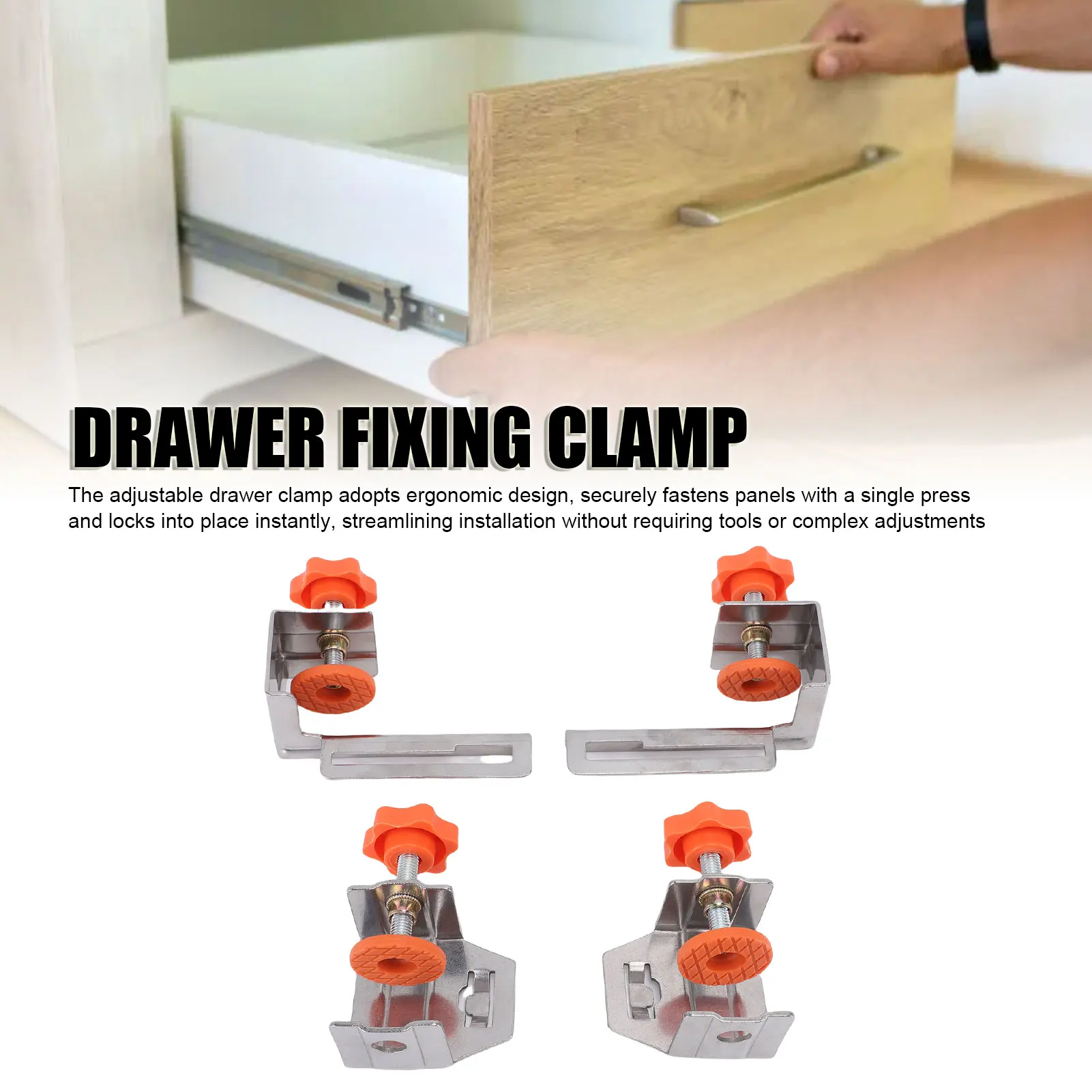 Drawer Fixing Clamps Drawer Side Installation Clamp Adaptive Margin Easy To Operate Knob Locking for 10-30mm Outer Panels