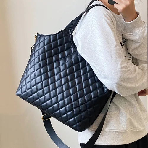 CGCBAG 대용량 여성용 토트백, Lingge Designe 럭셔리 핸드백, 2024 품질 가죽 숄더백, 간단한 통근 핸드백 3