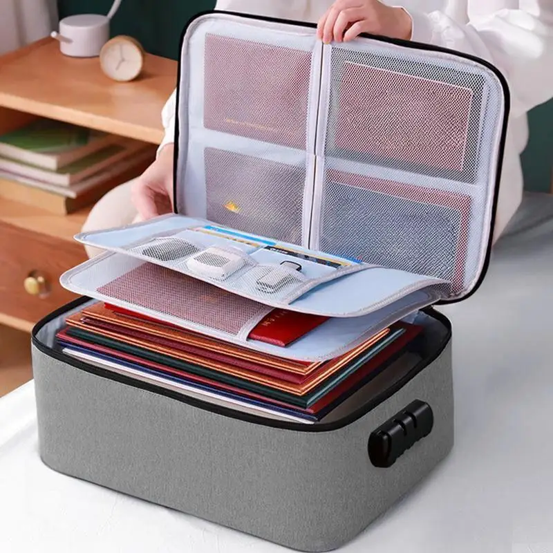 File Pack Multi functional certificates Pack Large Capacity Storage box Handheld Home Lock certificates File Storage Bag