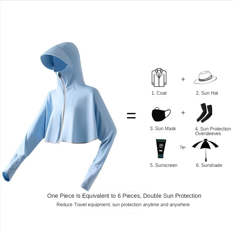 Ladies Hiking Camping Sun Protection Jacket Women Large Size Outdoor Windbreaker Loose UV Protection Ice Silk Sunshade Hat Women