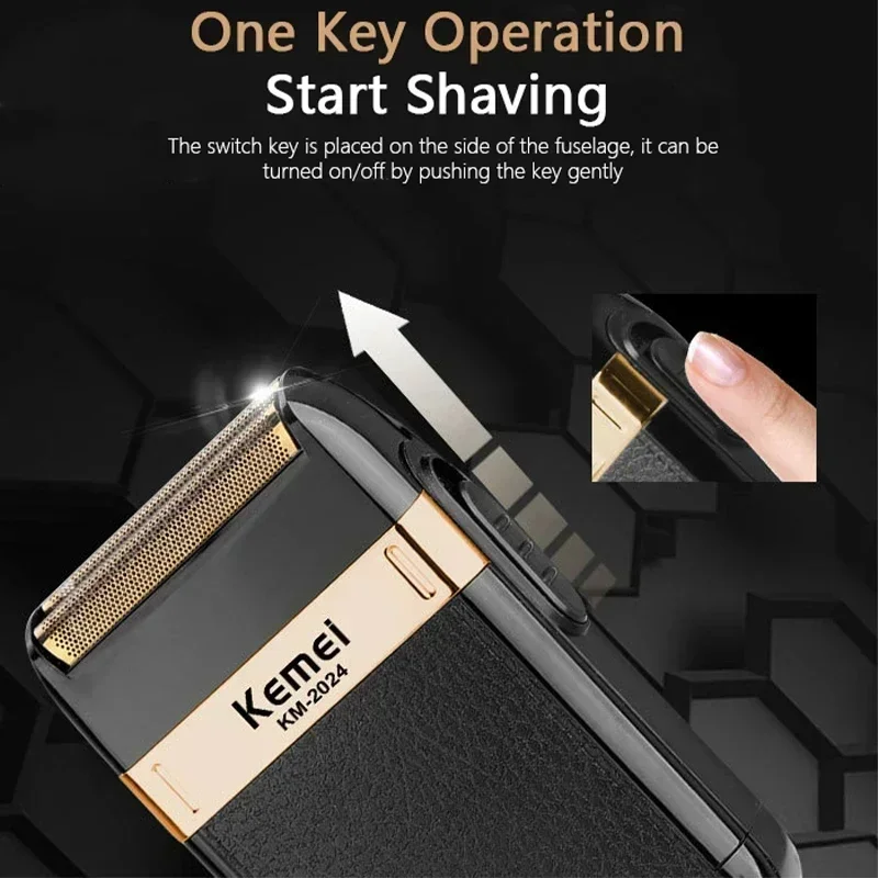 Kemei KM-2024 USB Charging Electric Shaver Additional Cutter Head Reciprocating Twin Blade Razor Shaver Beard Trimmer 5